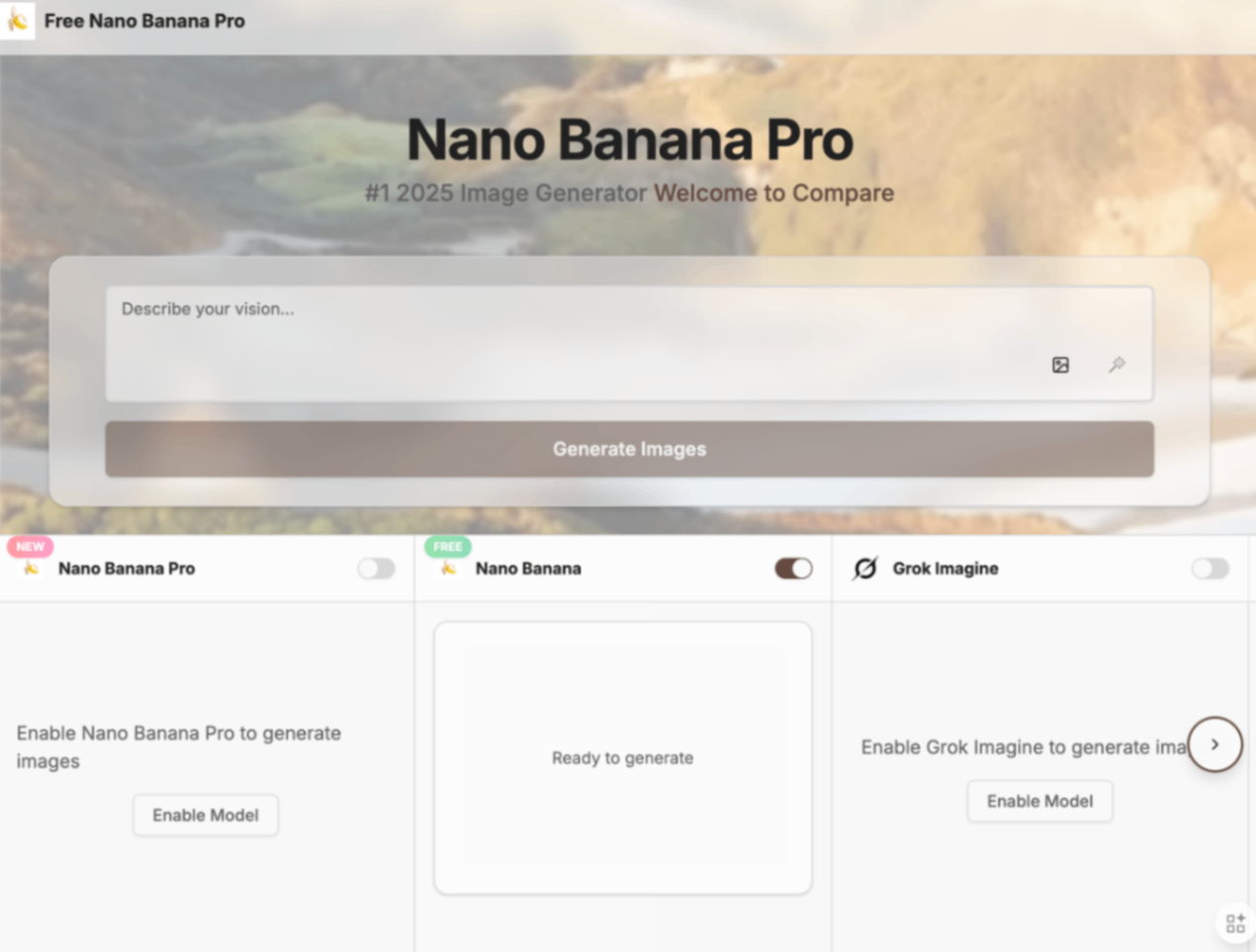 Free Nano Banana Pro screenshot and logo